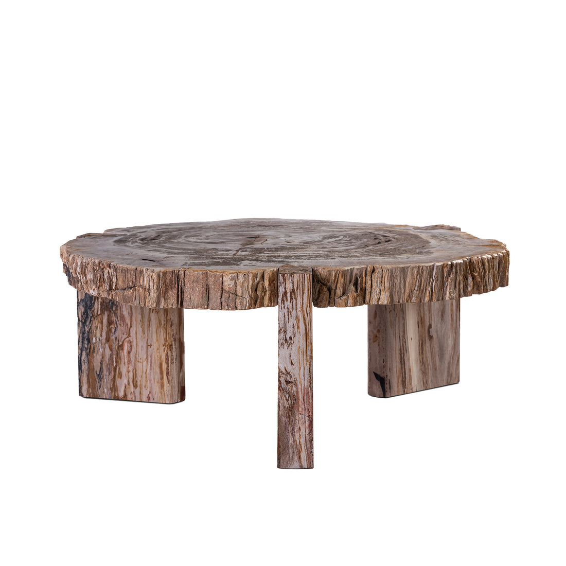 Table basse Kayo Bois pétrifié naturel 3 pieds Basse PTMD