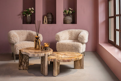 Table basse Kayo Bois pétrifié naturel 3 pieds Basse PTMD