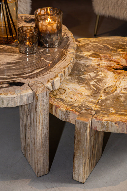 Table basse Kayo Bois pétrifié naturel 3 pieds Basse PTMD