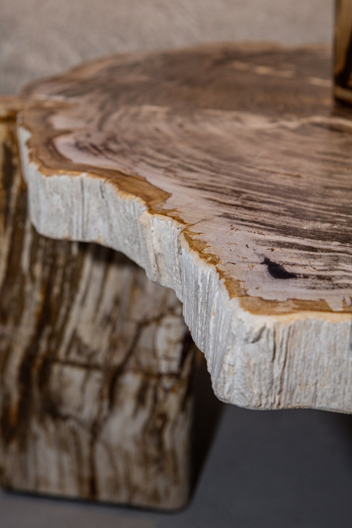 Table basse Kayo Bois pétrifié naturel 3 pieds Basse PTMD