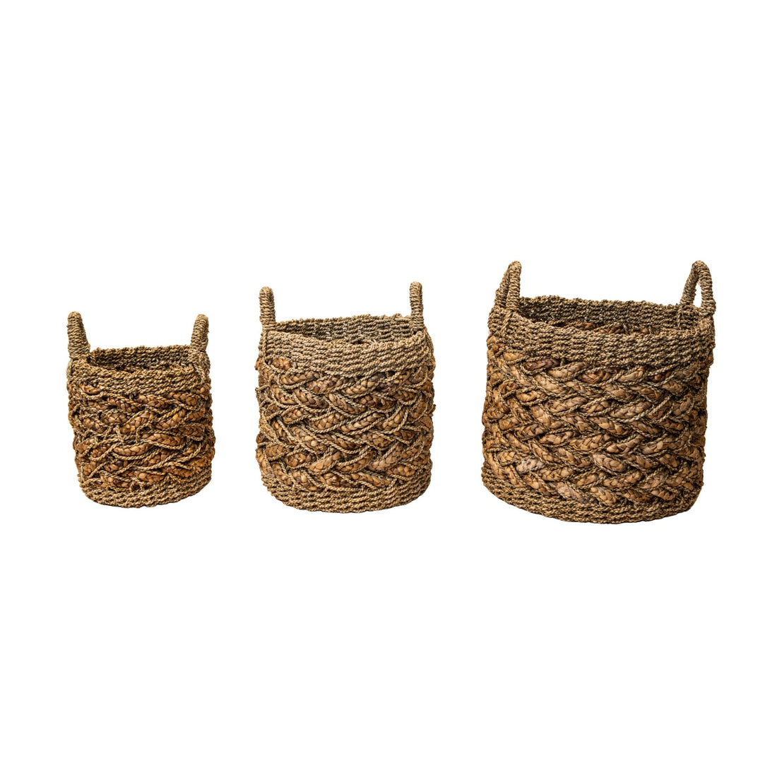 Izely Lot de 3 paniers ronds naturels en jonc de mer PTMD