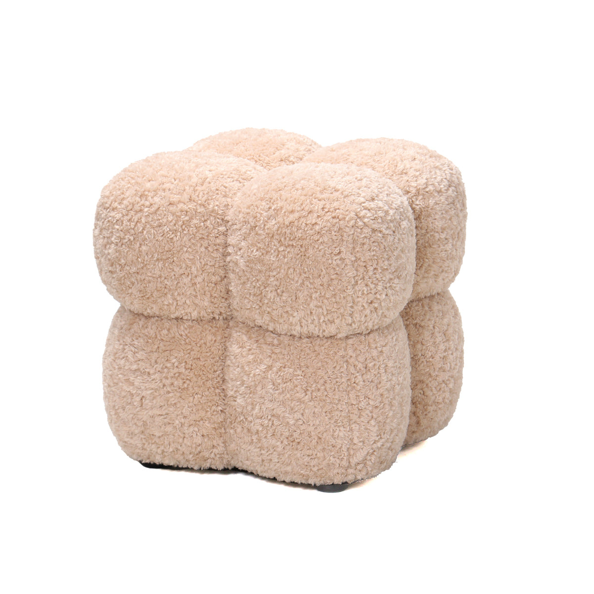 Pouf carré en tissu beige Teddy PTMD