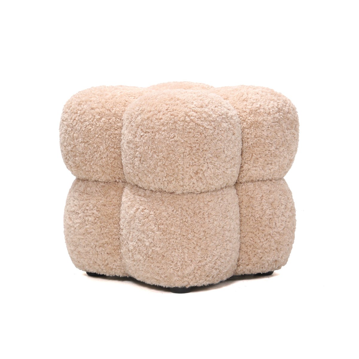 Pouf carré en tissu beige Teddy PTMD