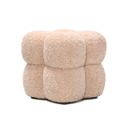 Pouf carré en tissu beige Teddy PTMD