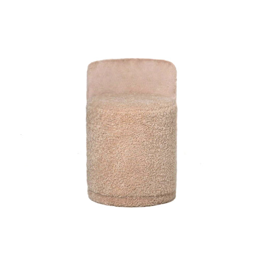 Pouf Brandon Beige en Tissu, Pouf Rond avec Dossier PTMD