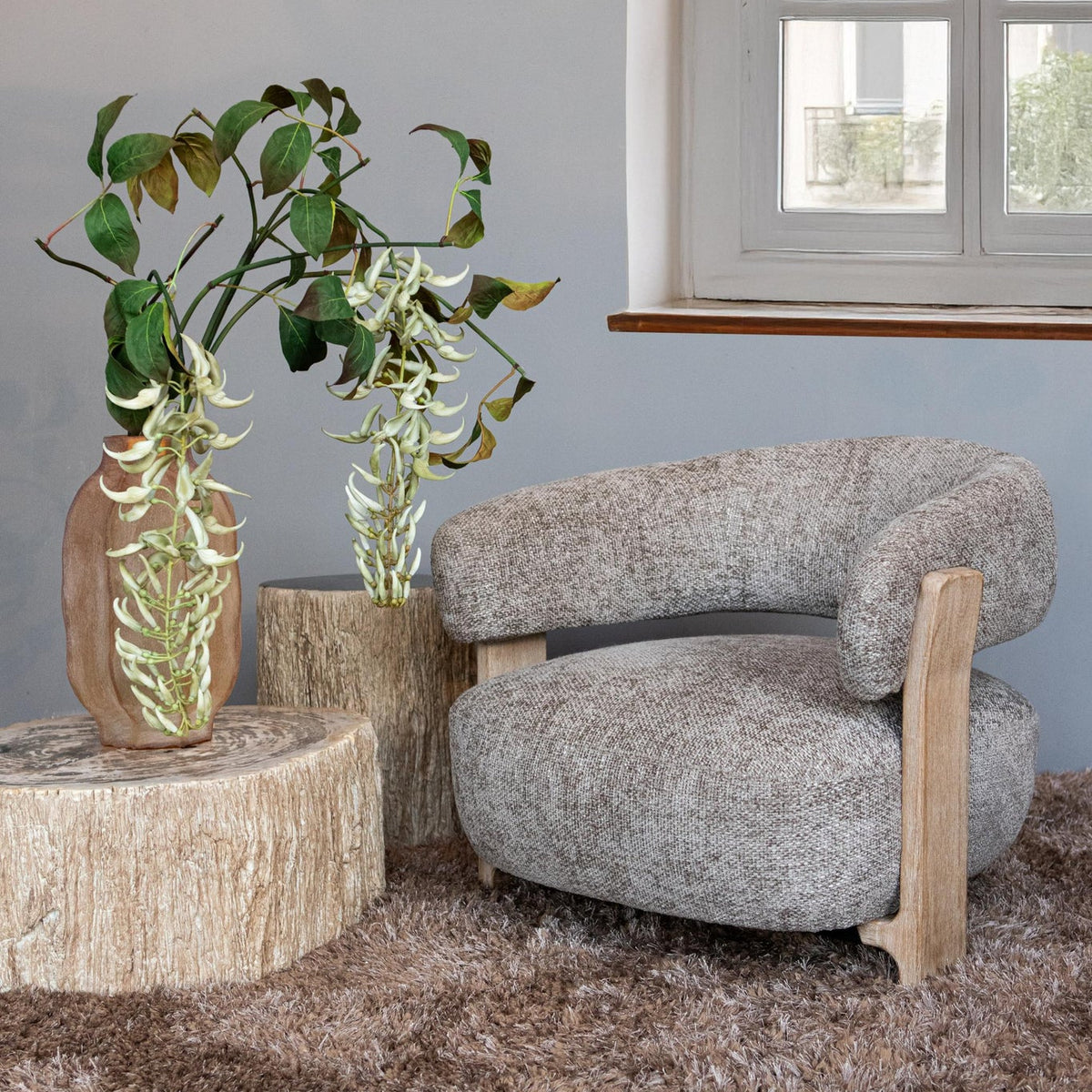 Fauteuil Mire taupe Legacy 3, vison, bois d&