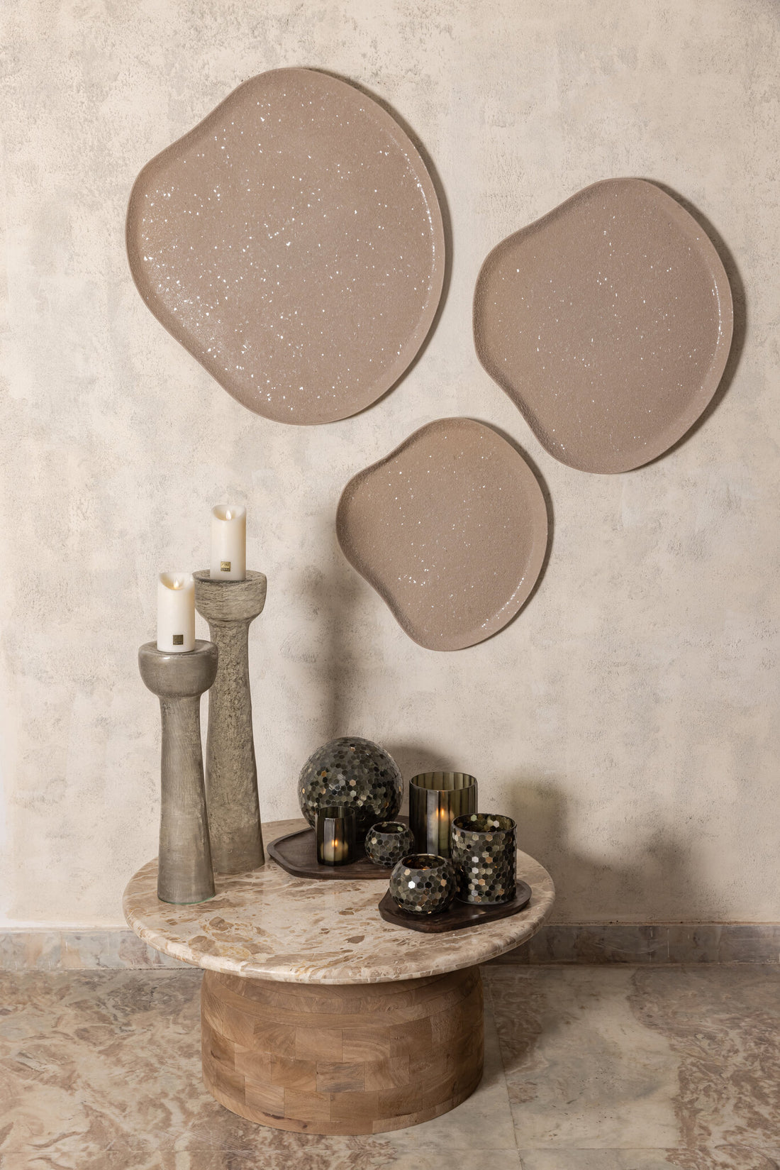 Dezia Panneau mural Fer Beige Mosaïque Organique Moyen PTMD