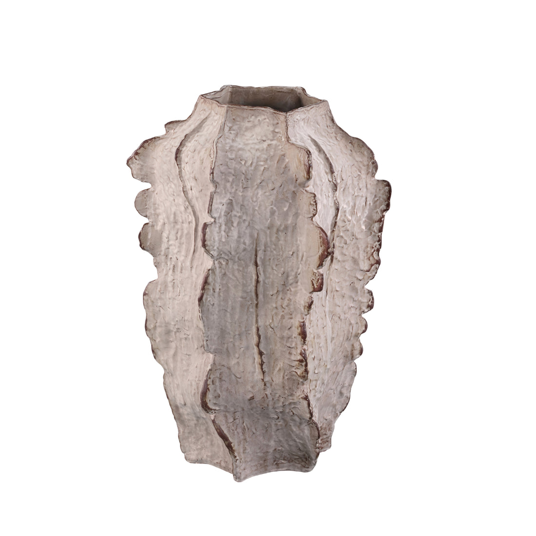 Vase angulaire en céramique beige Talan côtelé L PTMD
