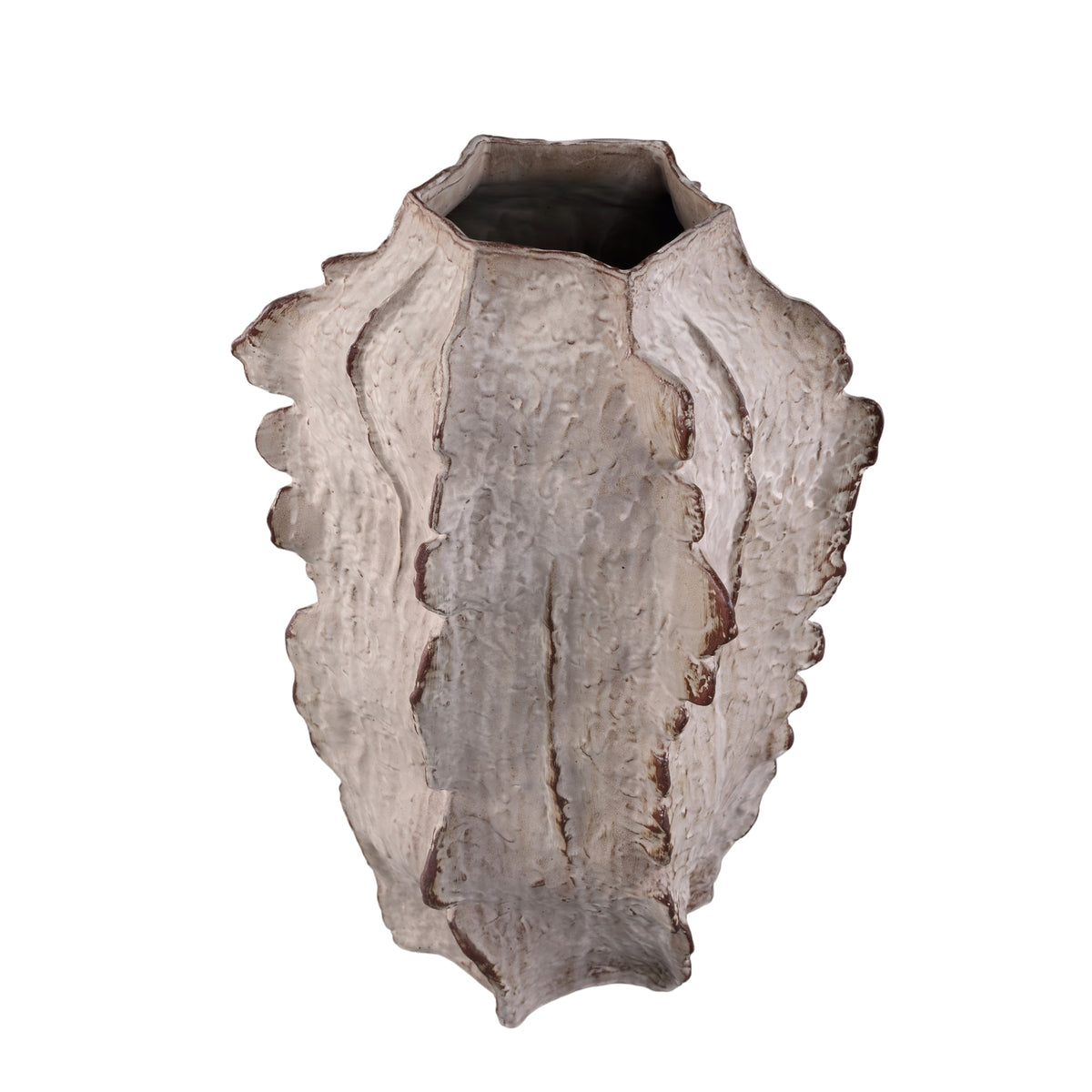 Vase angulaire en céramique beige Talan côtelé L PTMD