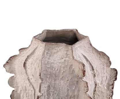Vase angulaire en céramique beige Talan côtelé L PTMD