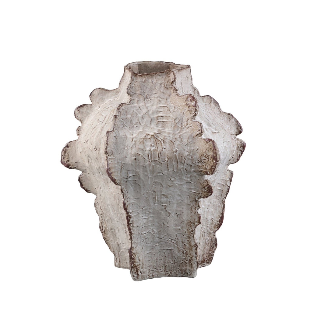 Vase angulaire en céramique beige Talan côtelé S PTMD