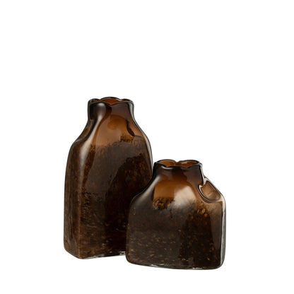Vase rectangulaire large en verre marron foncé J-Line