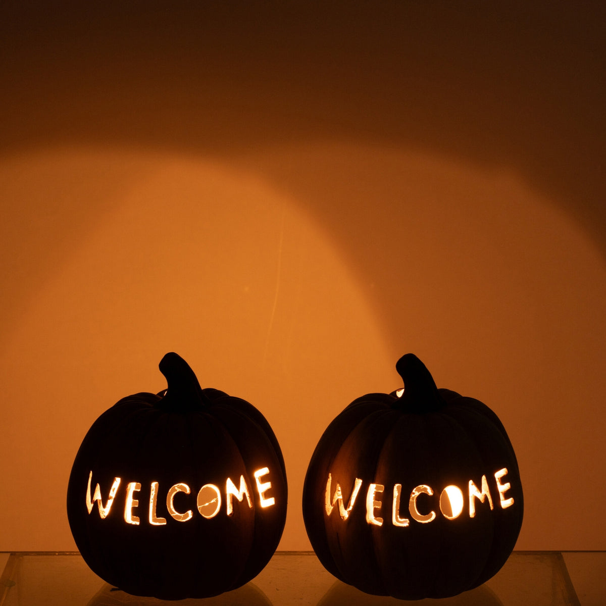 Set de 2 bougeoirs citrouille Halloween XL J-Line