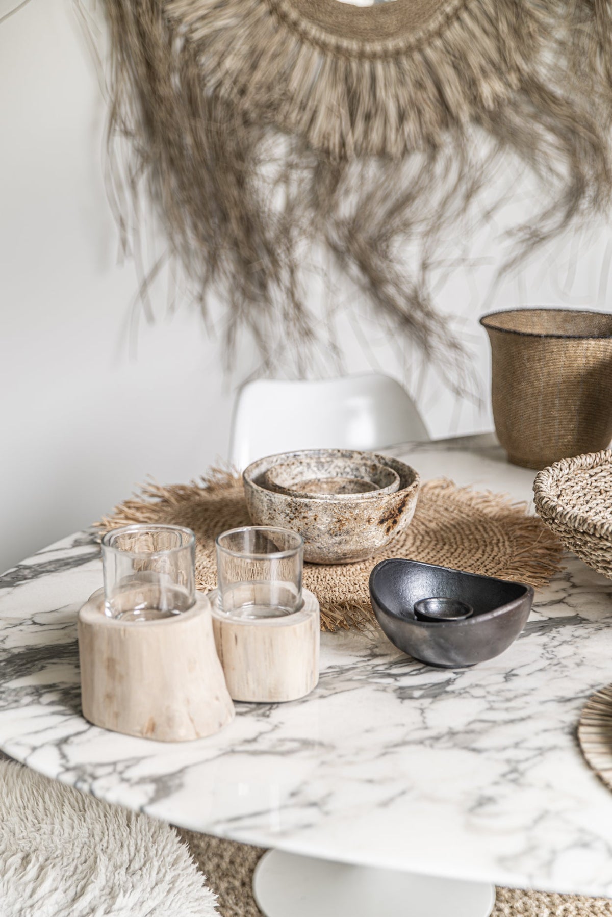 Set de table rond en raphia à franges - Naturel Bazar Bizar