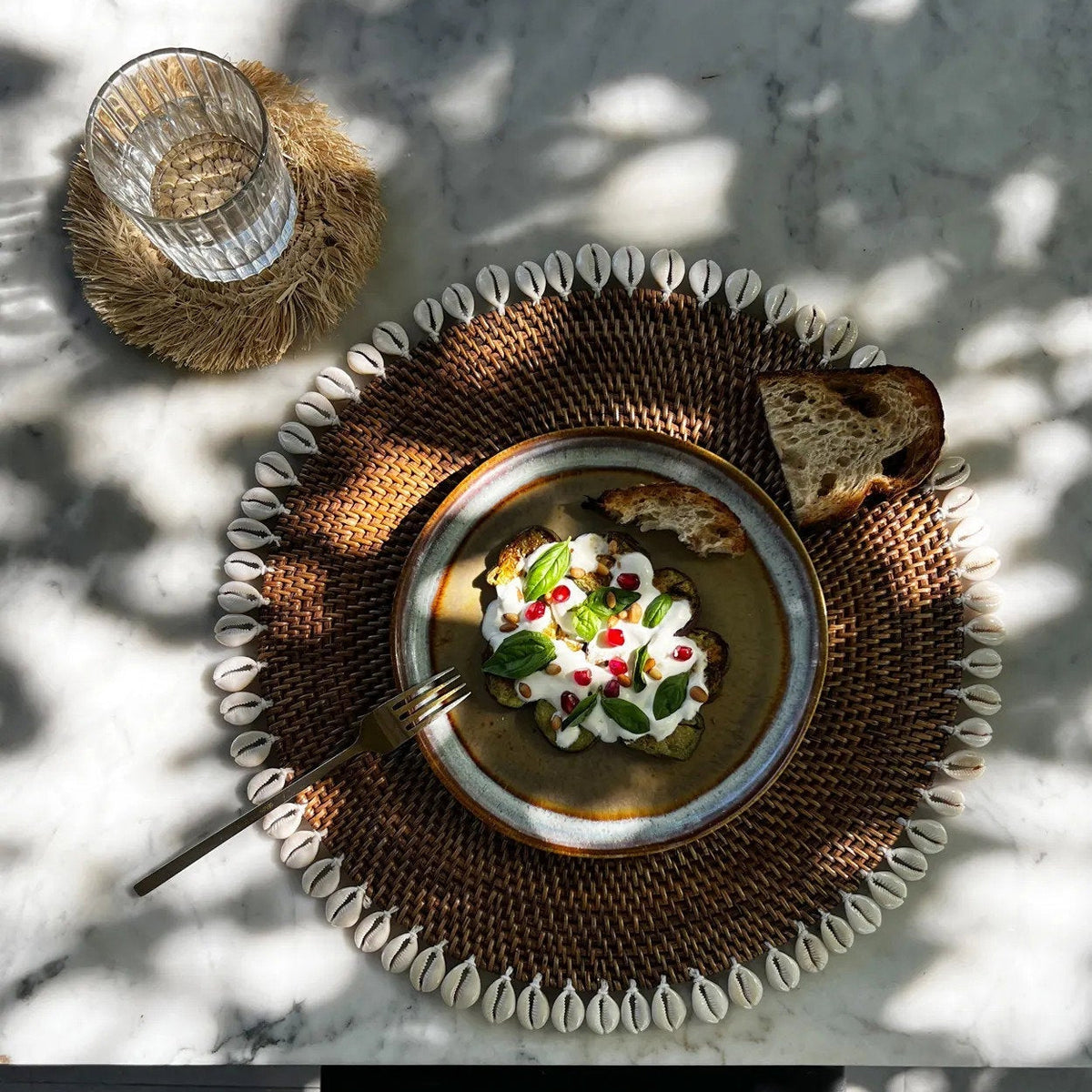 Le set de table Colonial Shell marron naturel Bazar Bizar