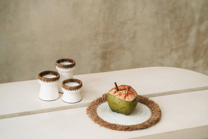 Set de table Water Hyacinth Raffia Blanc Naturel Bazar Bizar