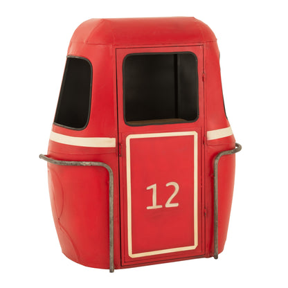 Meuble de bar Wagon Câble Fer/Bois de manguier Rouge J-Line