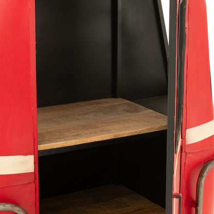 Meuble de bar Wagon Câble Fer/Bois de manguier Rouge J-Line