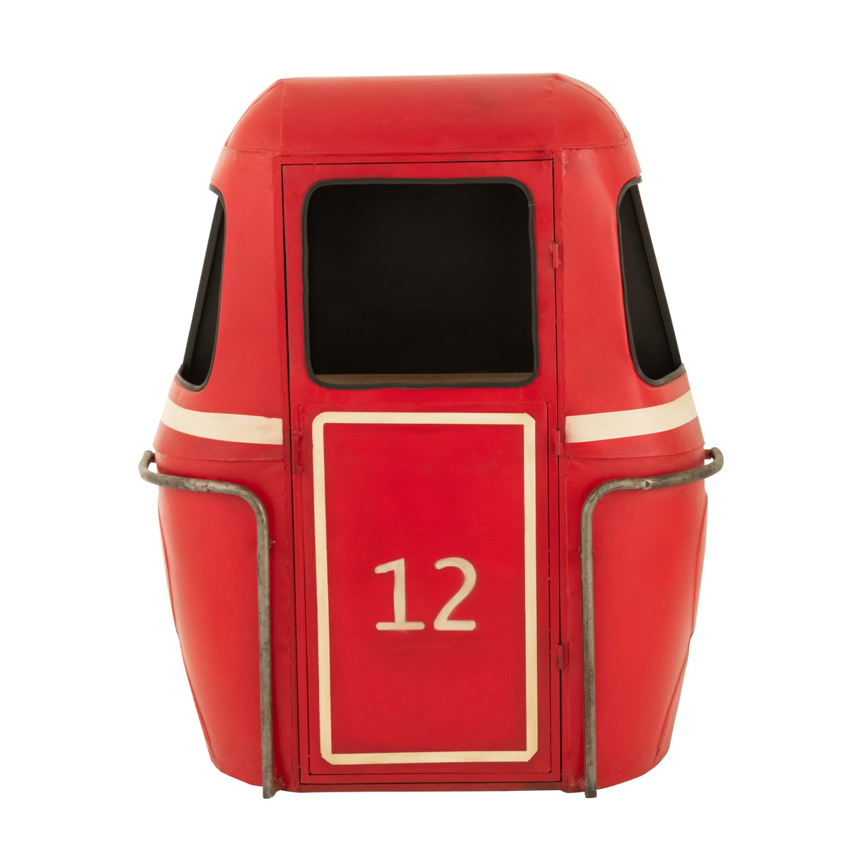 Meuble de bar Wagon Câble Fer/Bois de manguier Rouge J-Line