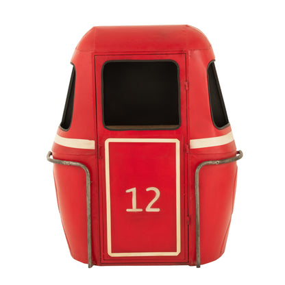 Meuble de bar Wagon Câble Fer/Bois de manguier Rouge J-Line