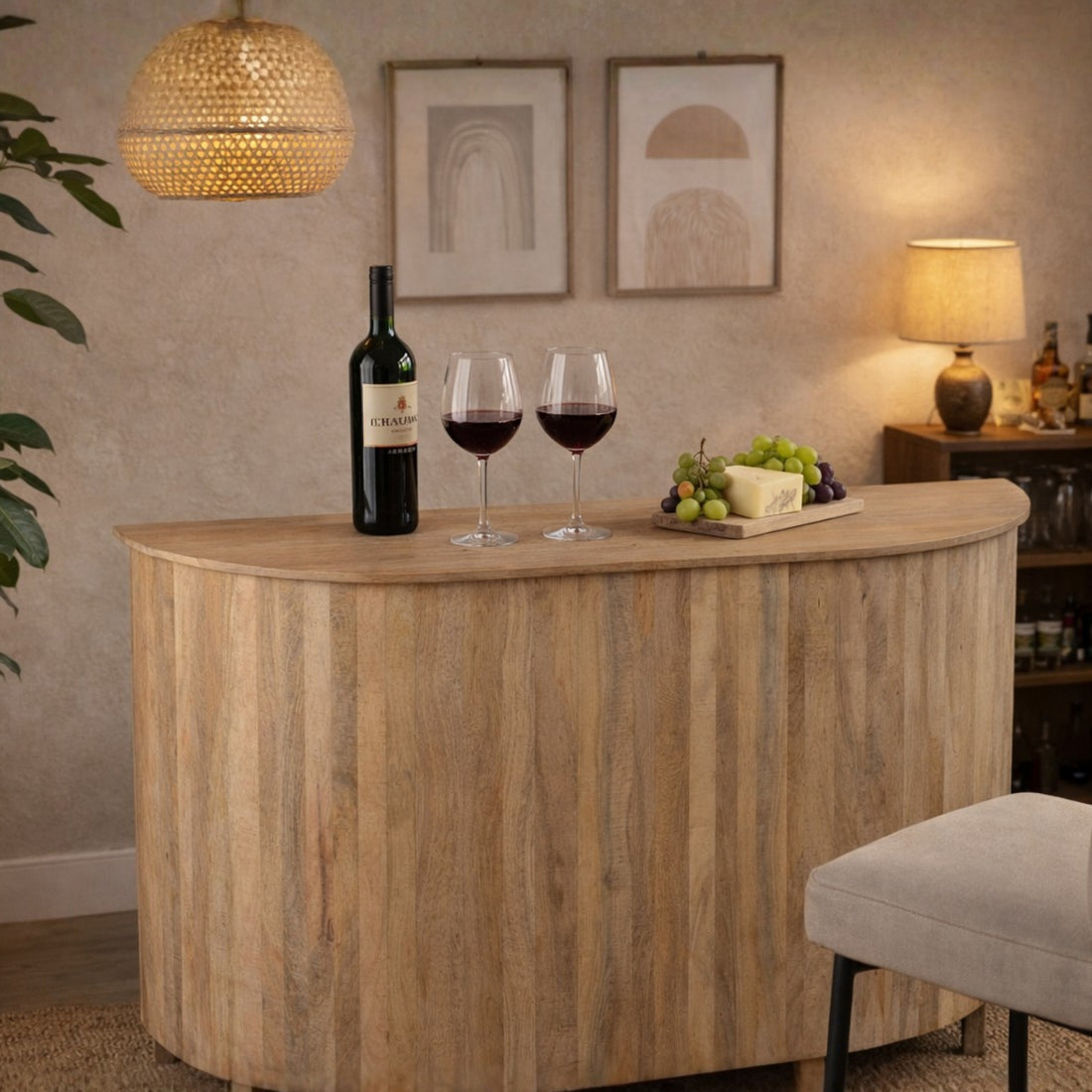 Meuble de bar Lounge en bois de manguier naturel J-Line