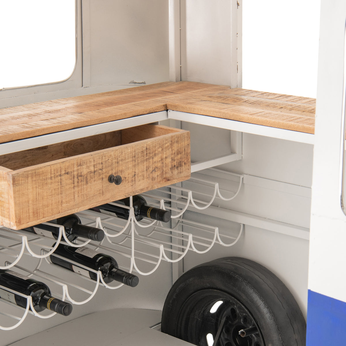 Meuble de bar Rétro Camper Bleu/Blanc J-Line