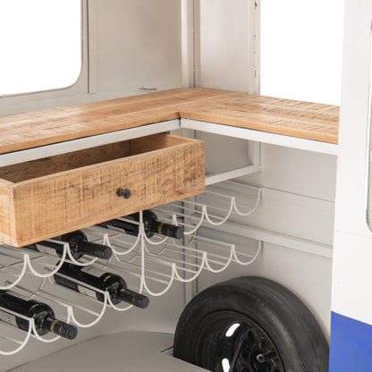 Meuble de bar Rétro Camper Bleu/Blanc J-Line