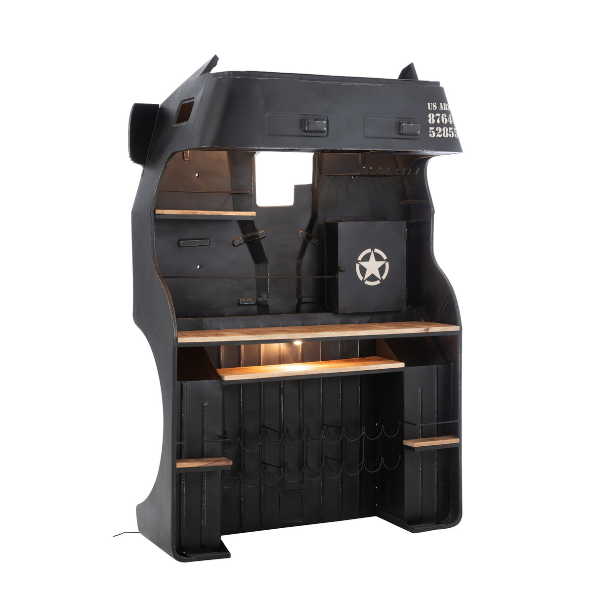 Meuble de bar Camion Fer/Bois de manguier Noir J-Line
