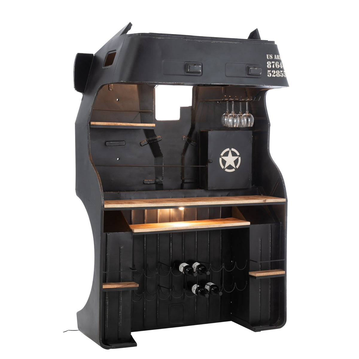 Meuble de bar Camion Fer/Bois de manguier Noir J-Line