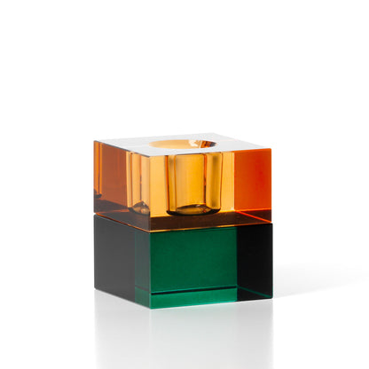 Le bougeoir Gem Blocks vert ambre Bazar Bizar