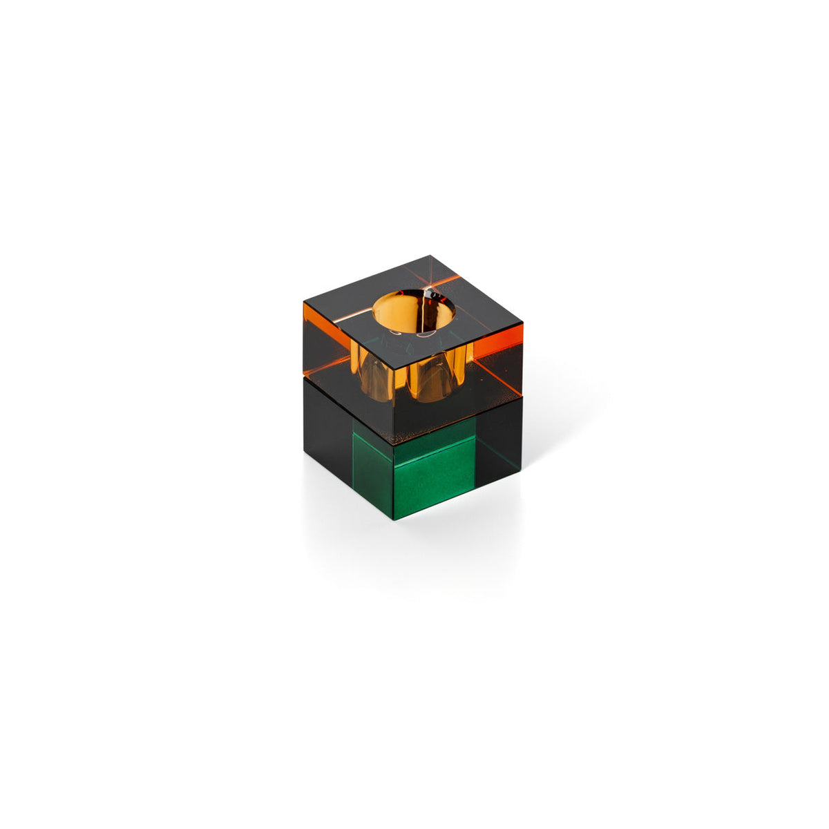Le bougeoir Gem Blocks vert ambre Bazar Bizar