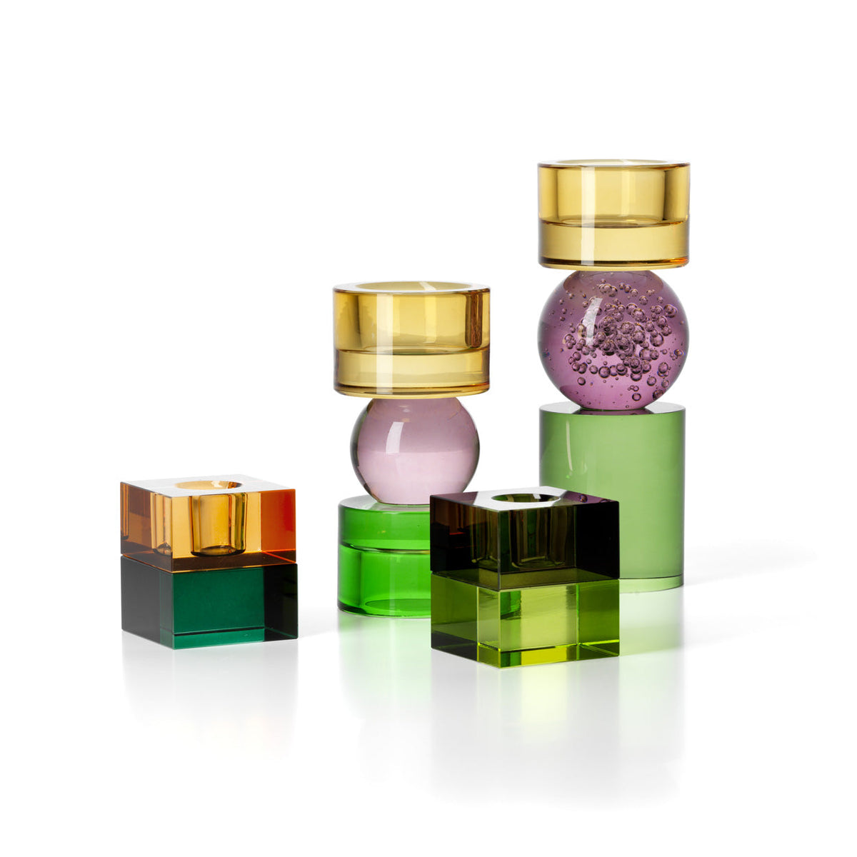 Le bougeoir Gem Blocks vert ambre Bazar Bizar
