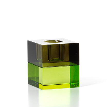 Le bougeoir Gem Blocks vert fumé Bazar Bizar