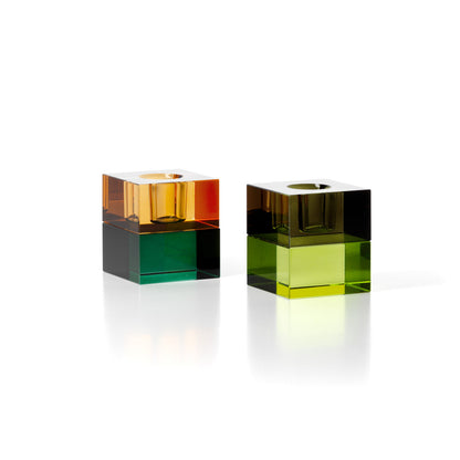 Le bougeoir Gem Blocks vert fumé Bazar Bizar