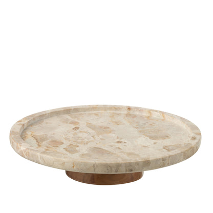 Plateau tournant rond marbre beige/naturel J-Line