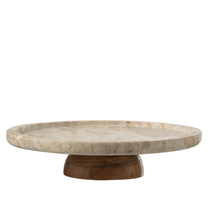 Plateau tournant rond marbre beige/naturel J-Line