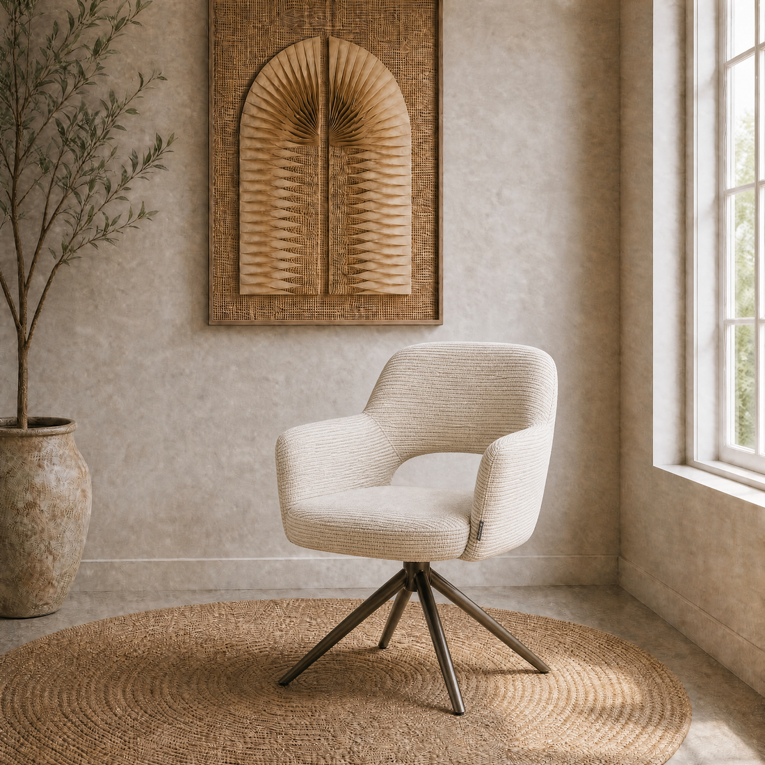 MUST Living Chaise de salle à manger pivotante DiCaprio Naturel