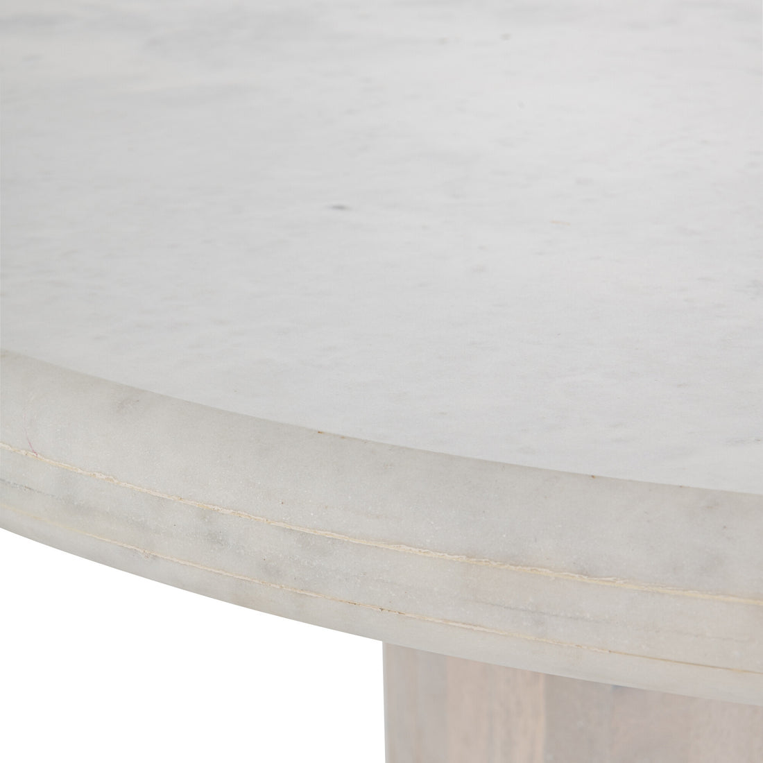 Table à manger ronde en marbre blanc cassé, grande, J-Line