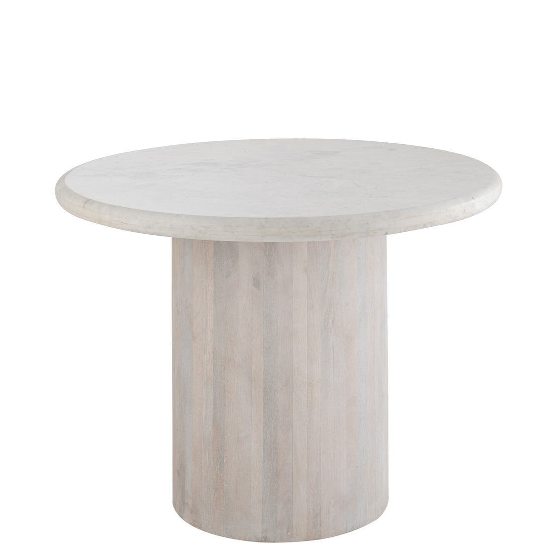 Table à manger ronde en marbre blanc cassé, grande, J-Line
