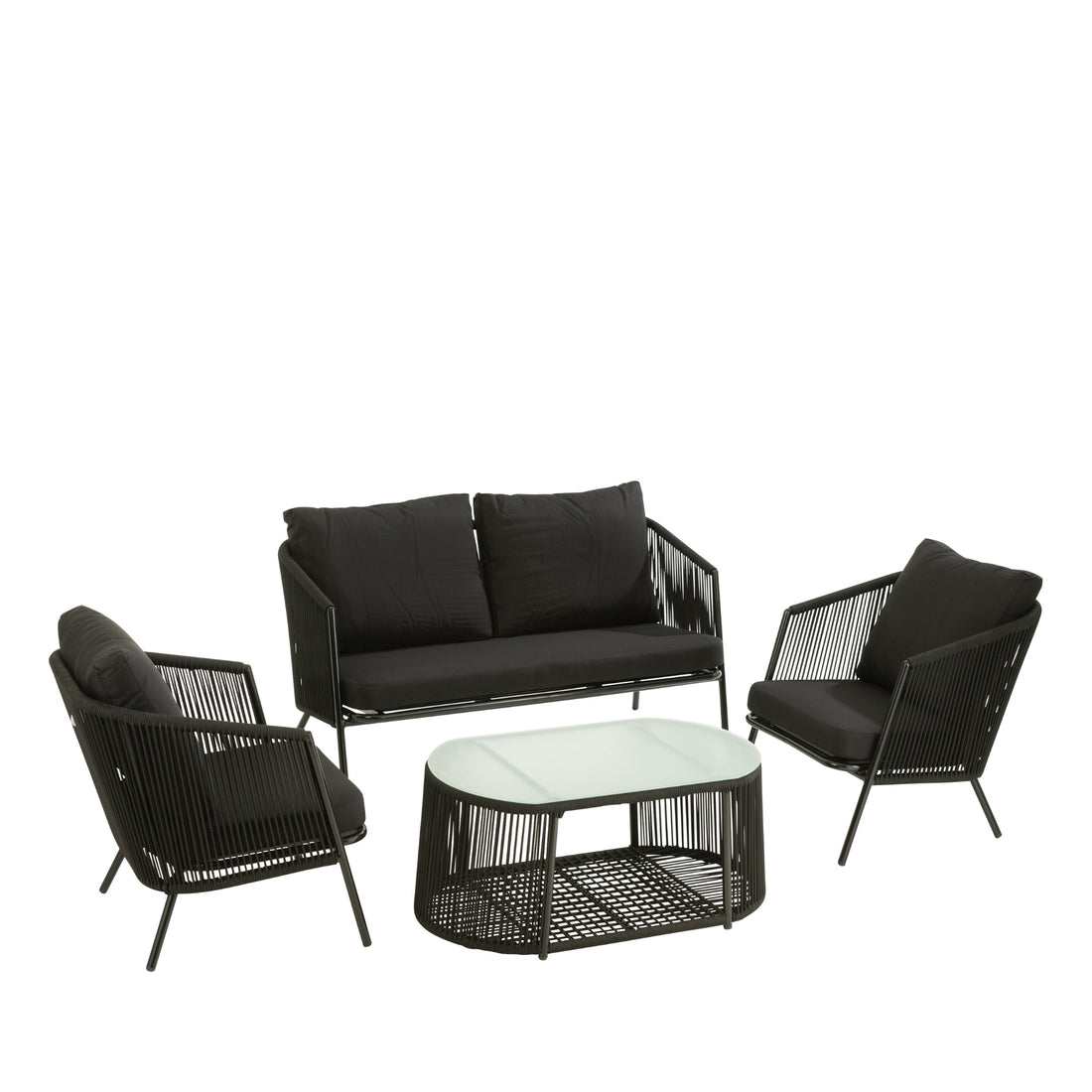 Salon de jardin 4 pièces de luxe noir Eli J-Line