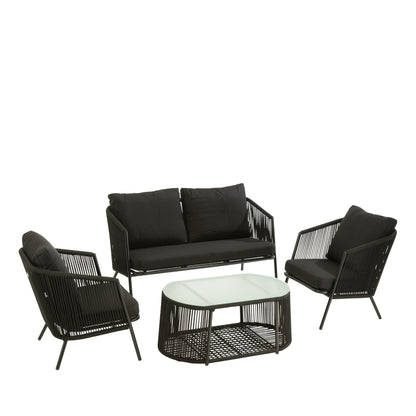 Salon de jardin 4 pièces de luxe noir Eli J-Line