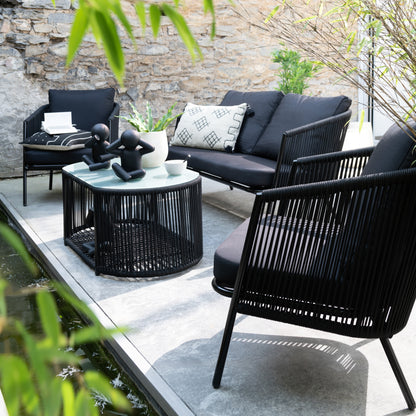 Salon de jardin 4 pièces de luxe noir Eli J-Line