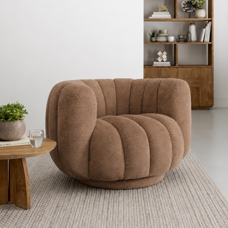 Fauteuil Mello Fauteuil pivotant Tissu Cognac MUST Living