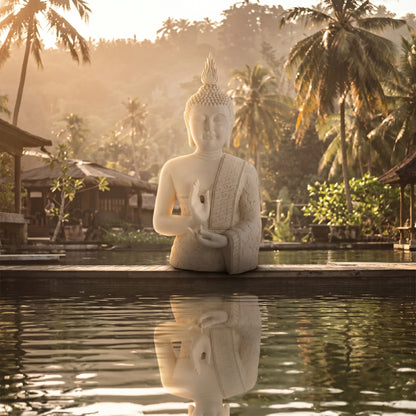 Grande statue de Bouddha Zen blanche 124 cm J-Line