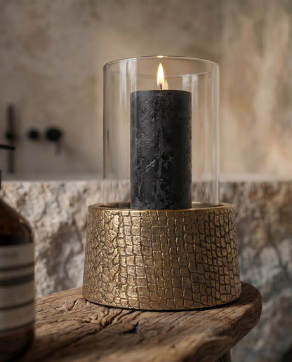 Le bougeoir Croco avec verre - Laiton - M