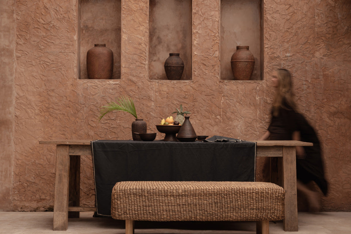 La nappe Tuscany - Noir Naturel - 150x250