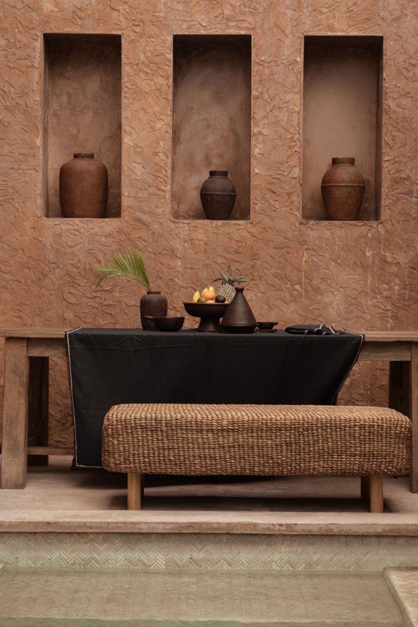 La nappe Tuscany - Noir Naturel - 150x300 Bazar Bizar