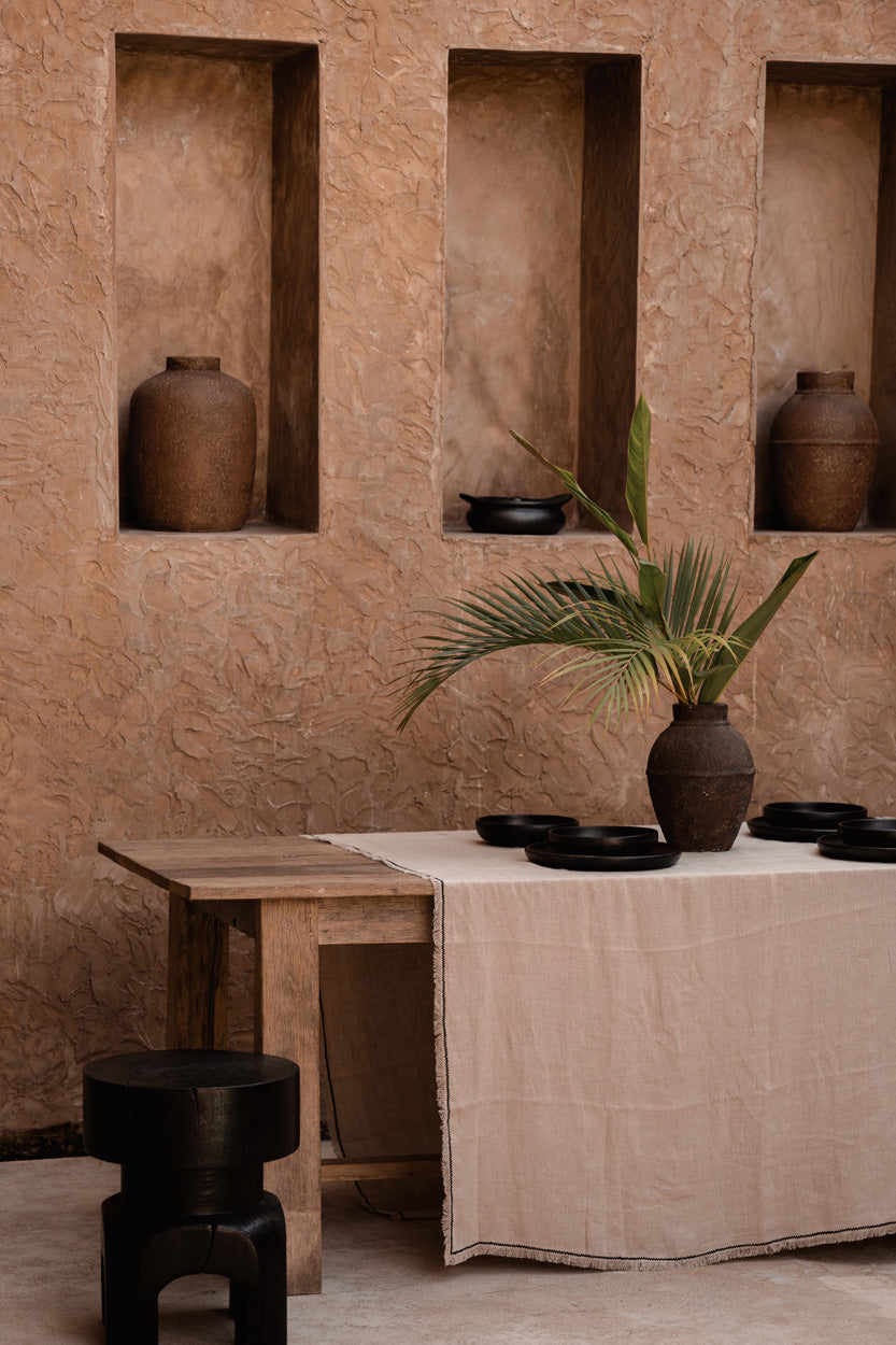La nappe Tuscany Naturel Noir 150x300 Bazar Bizar