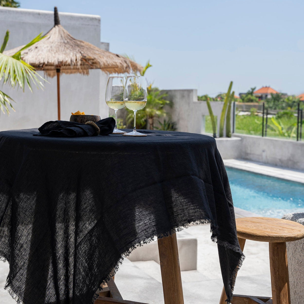 La Nappe en Lin - Noir - 150x200