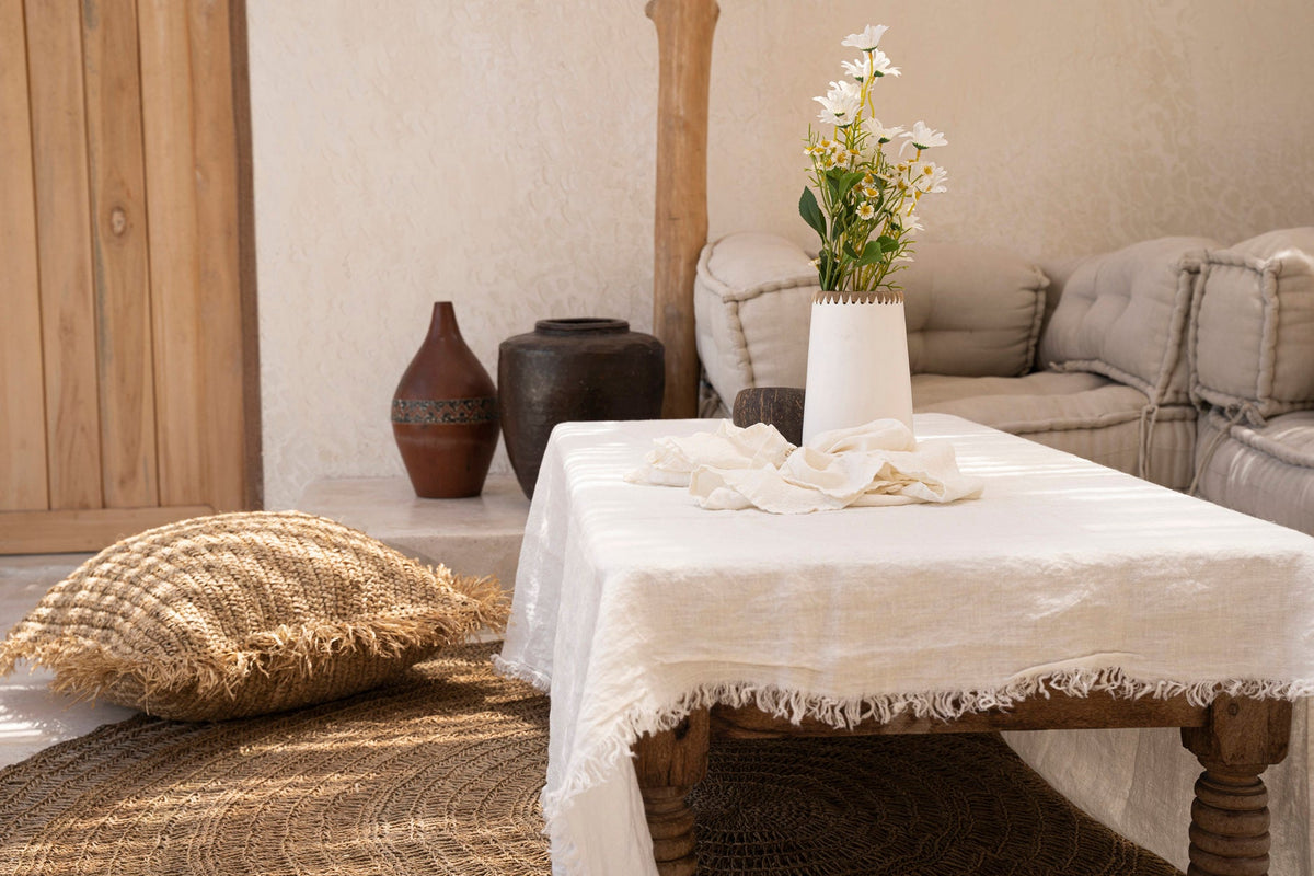 La Nappe en Lin - Blanc - 150x200 Bazar Bizar
